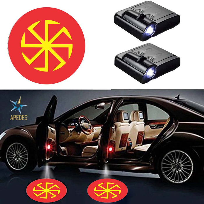 Kolovrat Slavic Solar Symbol Car Door LED Projector Light (Set of 2) Wireless