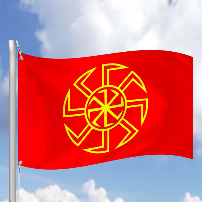 Slavic Symbols Gods Kolovrat Flag Banner