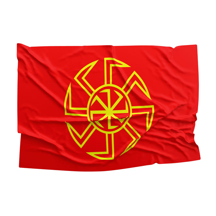 Slavic Symbols Gods Kolovrat Flag Banner