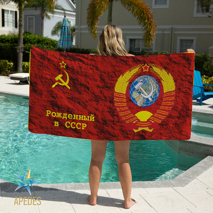 Born in USSR Beach & Bath Towel Rectangle 30″ × 60″