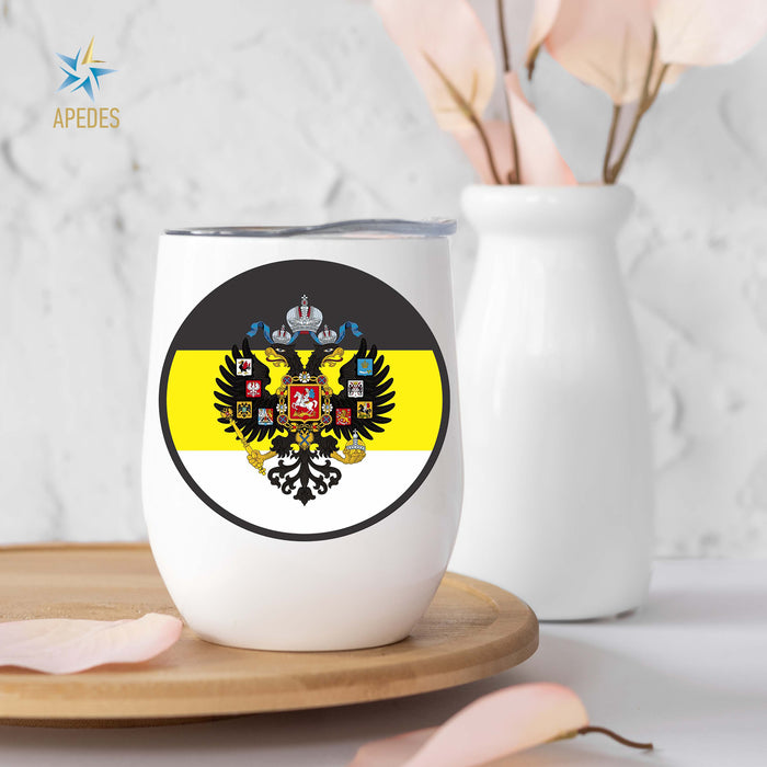Russian Imperial Coat of Arms Stainless Steel Stemless Wine Cup 12 OZ