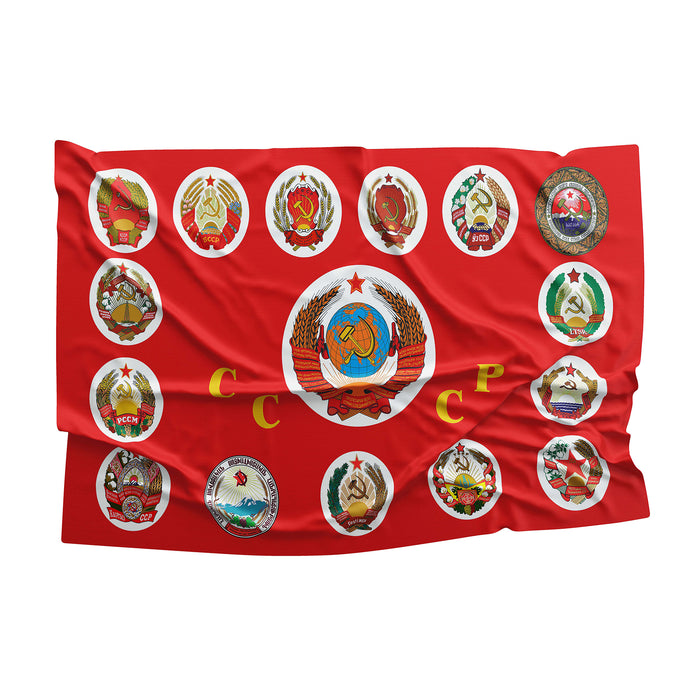 15 Soviet Socialist Republic With Coat Of Arms Flag Banner