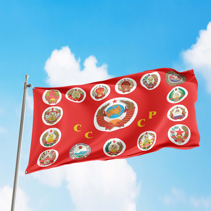 15 Soviet Socialist Republic With Coat Of Arms Flag Banner